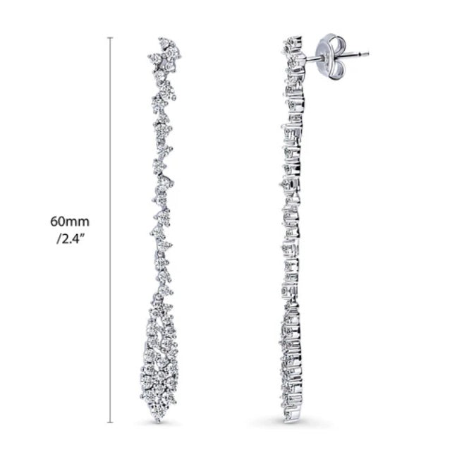 Cluster Teardrop CZ Dangle Earrings in Sterling Silver