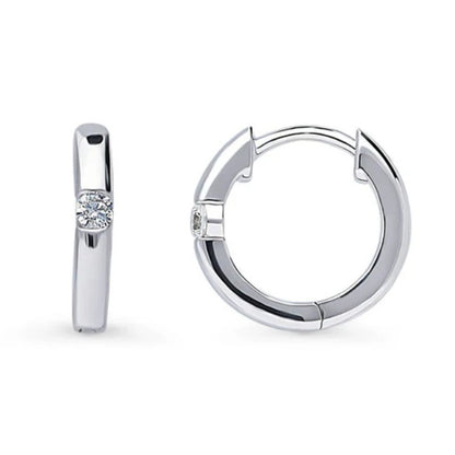 Solitaire Round CZ Hoop Earrings in Sterling Silver 0.22ct, 2 Pairs