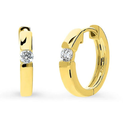 Solitaire Round CZ Hoop Earrings in Sterling Silver 0.22ct, 2 Pairs
