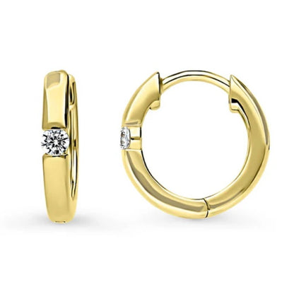 Solitaire Round CZ Hoop Earrings in Sterling Silver 0.22ct, 2 Pairs