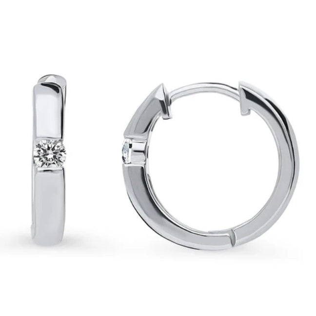 Solitaire Round CZ Hoop Earrings in Sterling Silver 0.22ct, 3 Pairs