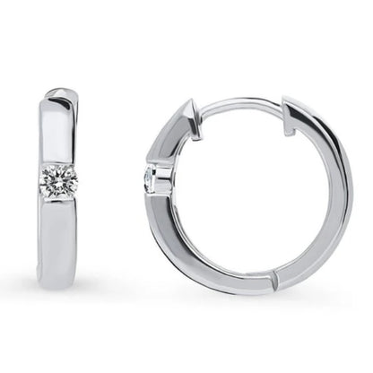 Solitaire Round CZ Hoop Earrings in Sterling Silver 0.22ct, 3 Pairs