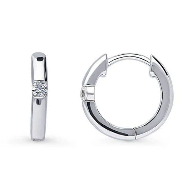 Solitaire Round CZ Hoop Earrings in Sterling Silver 0.22ct, 3 Pairs