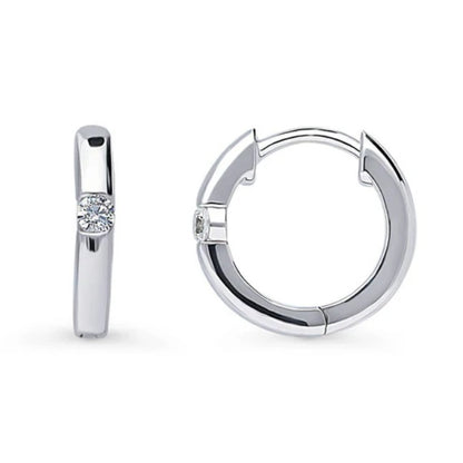 Solitaire Round CZ Hoop Earrings in Sterling Silver 0.22ct, 3 Pairs