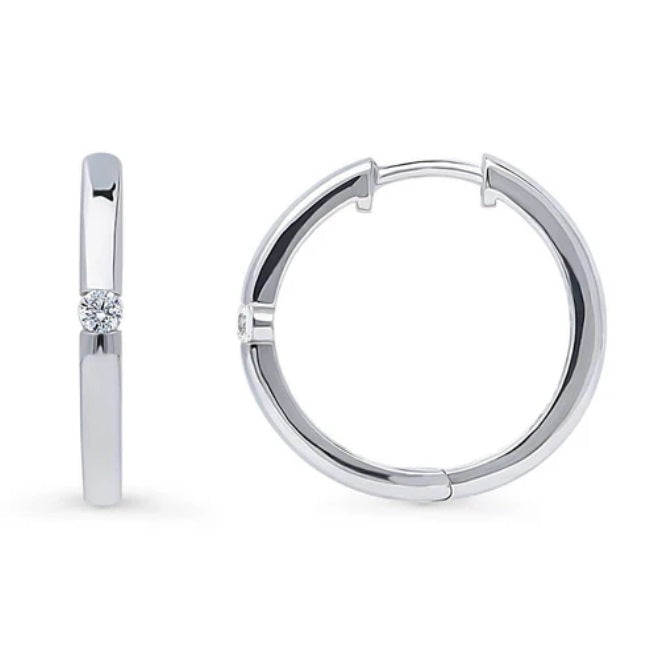Solitaire Round CZ Hoop Earrings in Sterling Silver 0.22ct, 3 Pairs