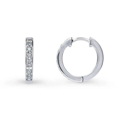 Bar CZ Hoop Earrings in Sterling Silver, 2 Pairs