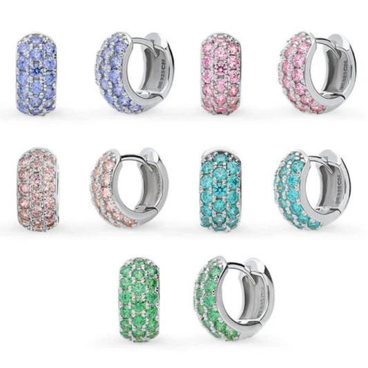 CZ Small Huggie Earrings in Sterling Silver 0.5"