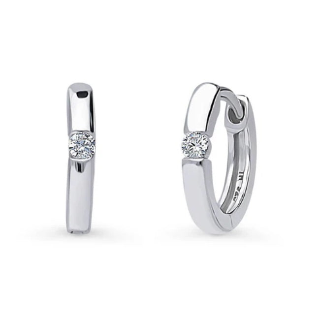 Solitaire Round CZ Hoop Earrings in Sterling Silver 0.24ct, 2 Pairs
