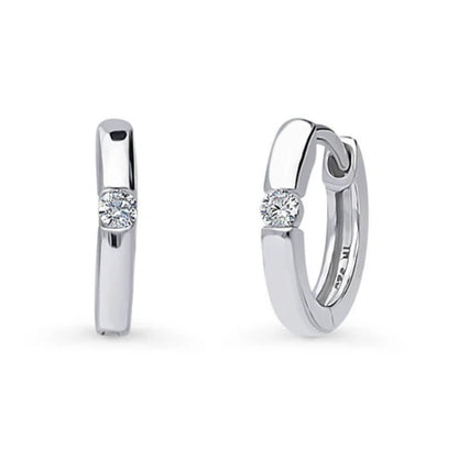 Solitaire Round CZ Hoop Earrings in Sterling Silver 0.24ct, 2 Pairs