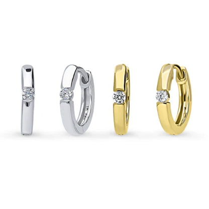Solitaire Round CZ Hoop Earrings in Sterling Silver 0.24ct, 2 Pairs