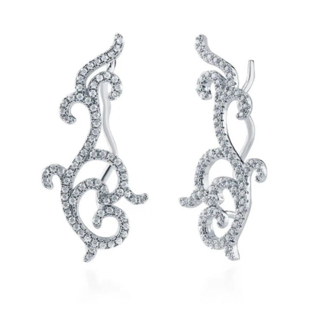 Filigree CZ Ear Crawlers in Sterling Silver
