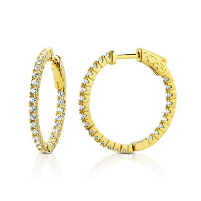 CZ Inside-Out Hoop Earrings in Sterling Silver, 2 Pairs