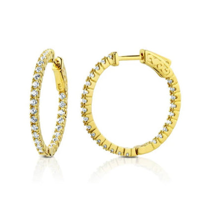 CZ Inside-Out Hoop Earrings in Sterling Silver, 2 Pairs