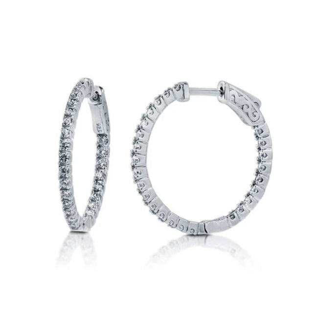 CZ Inside-Out Hoop Earrings in Sterling Silver, 2 Pairs