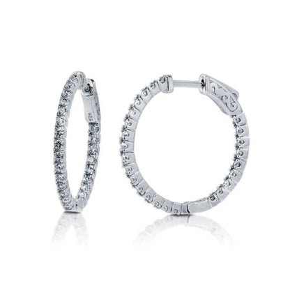 CZ Inside-Out Hoop Earrings in Sterling Silver, 2 Pairs