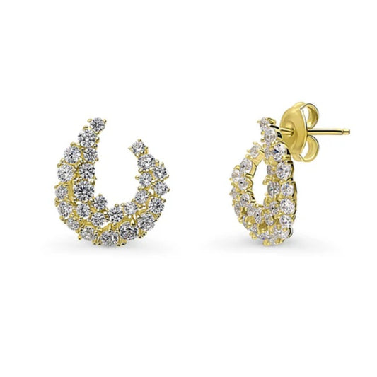 Cluster Wrap CZ Stud Earrings in Sterling Silver