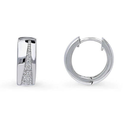 CZ Small Huggie Earrings in Sterling Silver 0.55"
