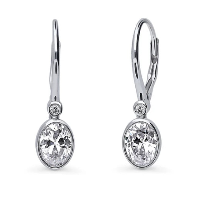 CZ Dangle Earrings in Sterling Silver, 2 Pairs