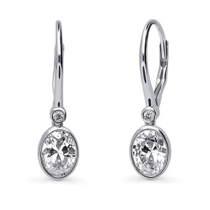 CZ Dangle Earrings in Sterling Silver, 2 Pairs