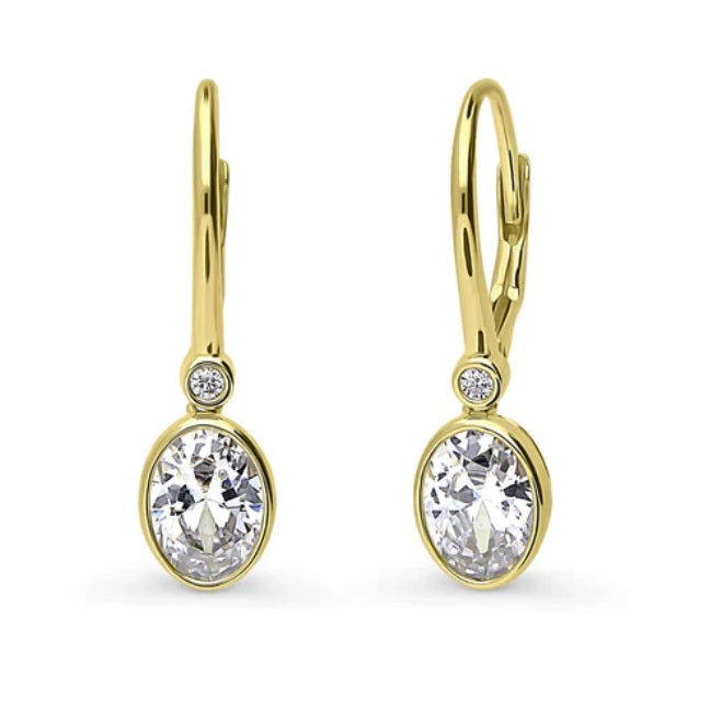 CZ Dangle Earrings in Sterling Silver, 2 Pairs