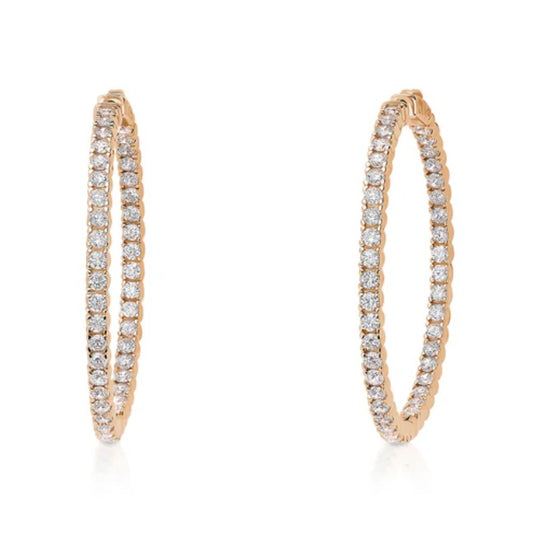 CZ Large Inside-Out Hoop Earrings in Sterling Silver 1.9"