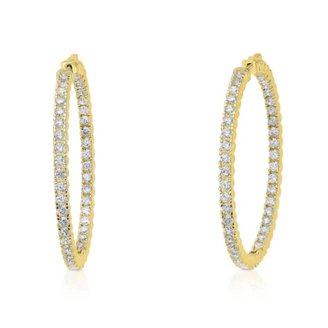 CZ Large Inside-Out Hoop Earrings in Sterling Silver 1.9"