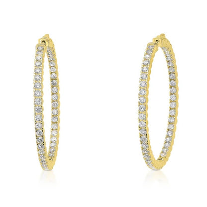 CZ Large Inside-Out Hoop Earrings in Sterling Silver 1.9"