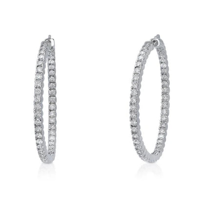 CZ Large Inside-Out Hoop Earrings in Sterling Silver 1.9"