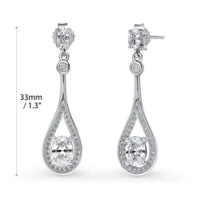 Teardrop CZ Dangle Earrings in Sterling Silver