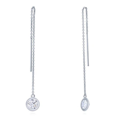 CZ Threader Earrings in Sterling Silver, 2 Pairs