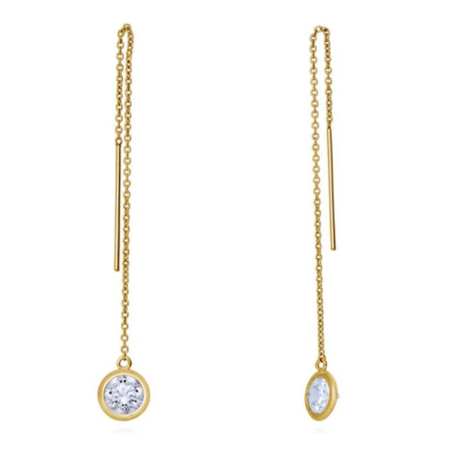 CZ Threader Earrings in Sterling Silver, 2 Pairs