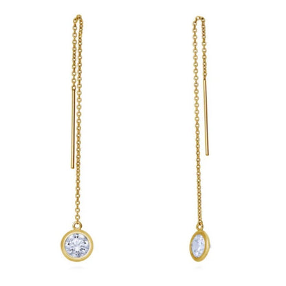 CZ Threader Earrings in Sterling Silver, 2 Pairs