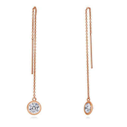 CZ Threader Earrings in Sterling Silver, 3 Pairs