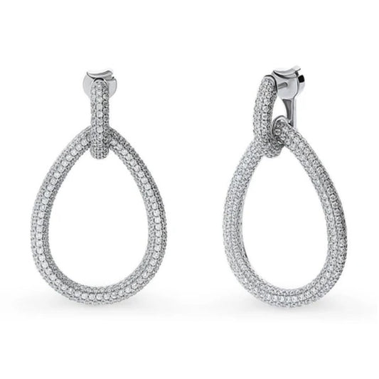 Teardrop CZ Statement Dangle Earrings in Sterling Silver