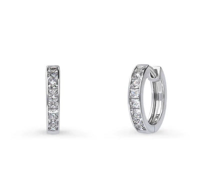 Bar CZ Hoop Earrings in Sterling Silver