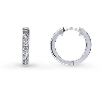 Bar CZ Hoop Earrings in Sterling Silver