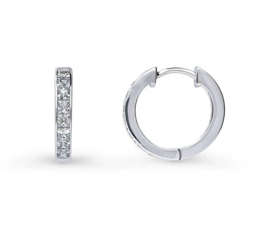 Bar CZ Hoop Earrings in Sterling Silver