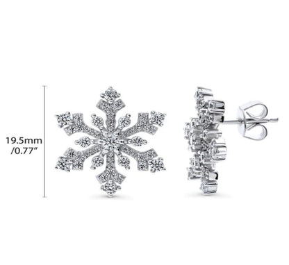 Snowflake CZ Stud Earrings in Sterling Silver
