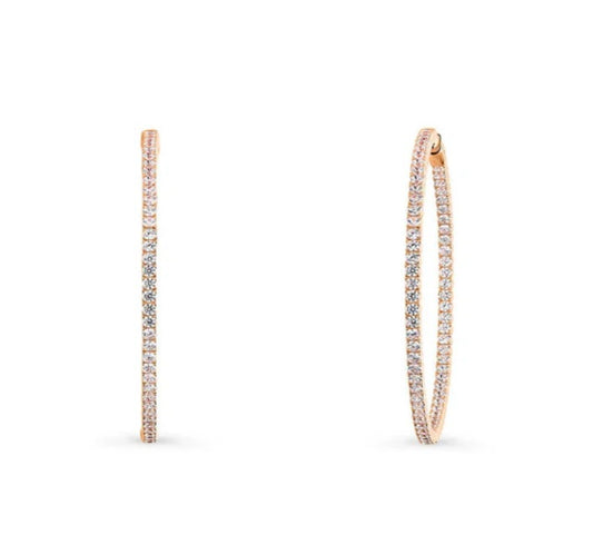 CZ Large Inside-Out Hoop Earrings in Sterling Silver 2.2"