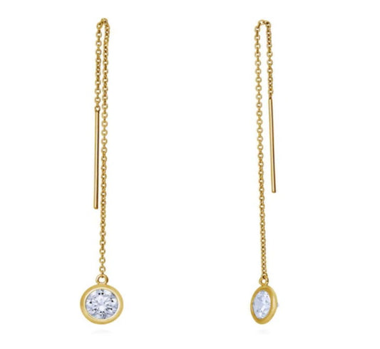 CZ Threader Earrings in Sterling Silver