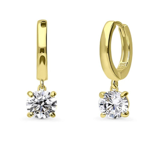 Solitaire 1.6ct Round CZ Dangle Earrings in Sterling Silver