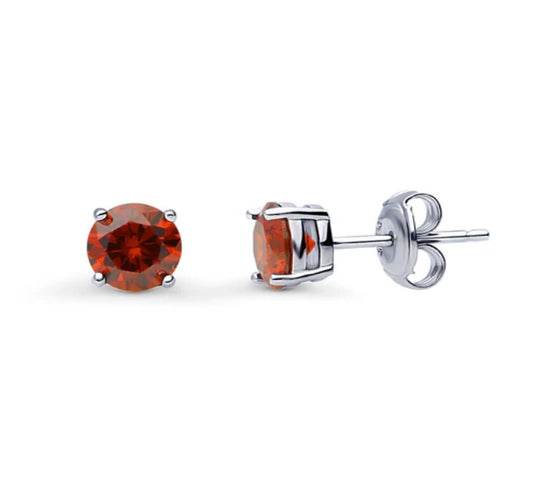 Solitaire Round CZ Stud Earrings in Sterling Silver 1.6ct