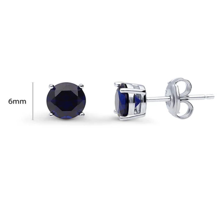 Solitaire Round CZ Stud Earrings in Sterling Silver 1.6ct