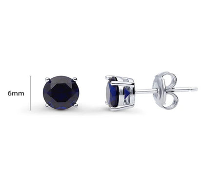 Solitaire Round CZ Stud Earrings in Sterling Silver 1.6ct