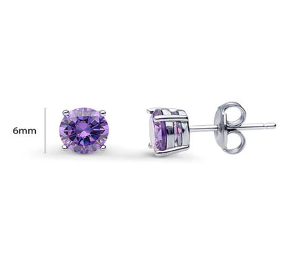 Solitaire Round CZ Stud Earrings in Sterling Silver 1.6ct