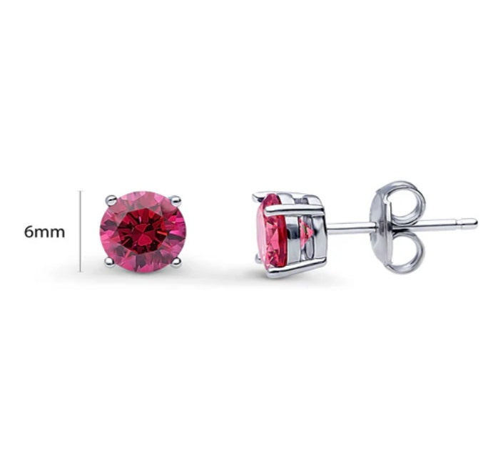 Solitaire Round CZ Stud Earrings in Sterling Silver 1.6ct