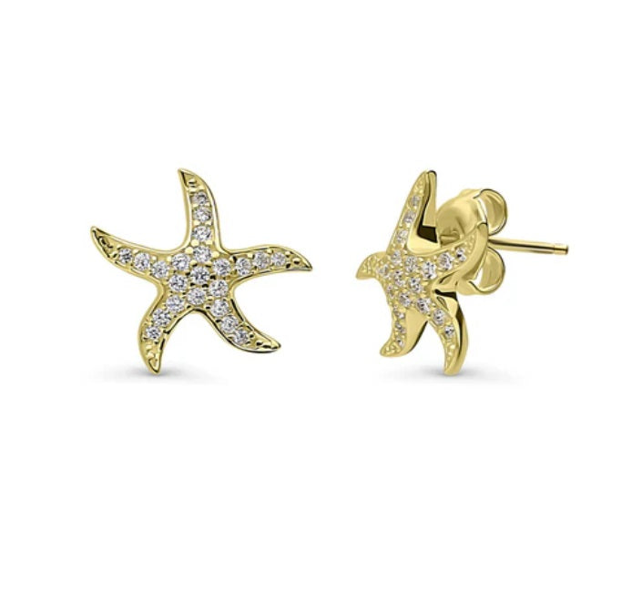 Starfish CZ Stud Earrings in Sterling Silver