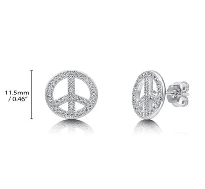 1 / of 6  Peace Sign CZ Stud Earrings in Sterling Silver