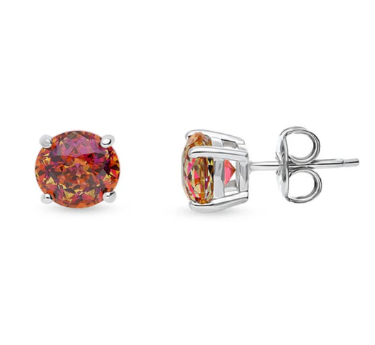 Solitaire Kaleidoscope Round CZ Stud Earrings in Sterling Silver 2.5ct