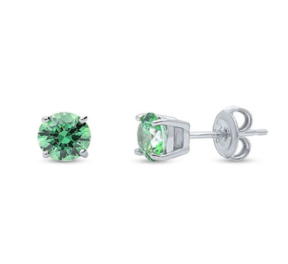 Solitaire Round CZ Stud Earrings in Sterling Silver 1.6ct
